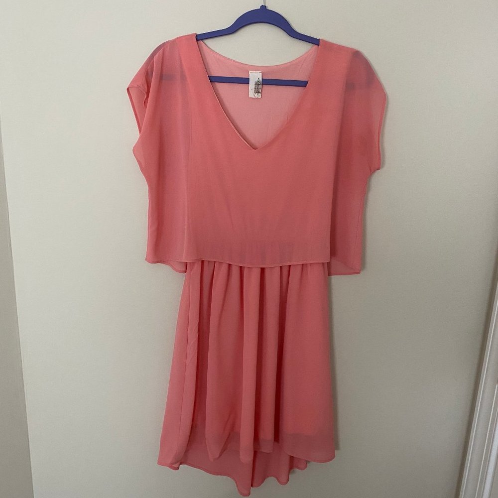 Francesca's pink two tier chiffon dress